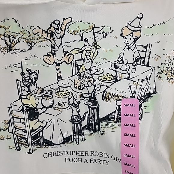 NWT Disney Winnie The Pooh Women's Pullover Hoodie Ivory Sz S - Picture 2 of 6